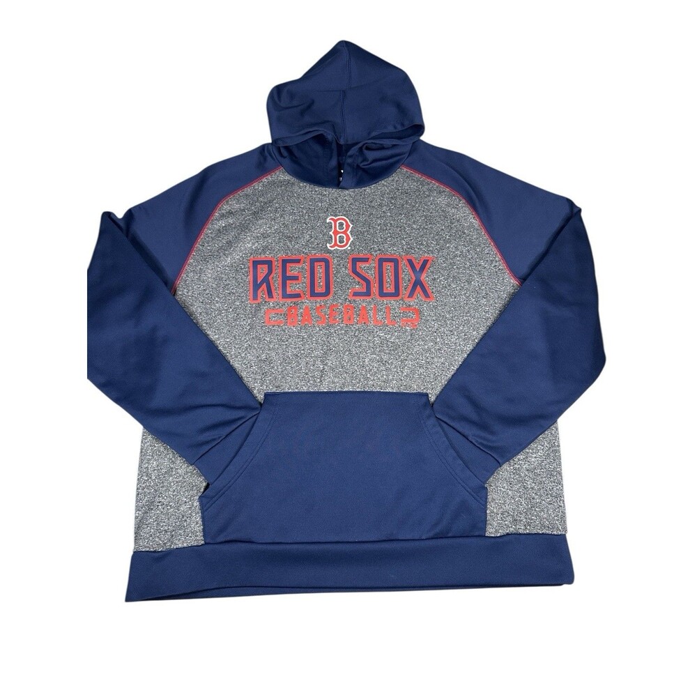 Boston Red Sox Baseball Hoodie Navy Gray Pullover Fanatics X-Large Logo MLB‎